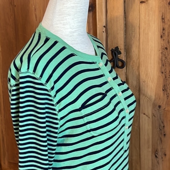 ChAPS Green & Navy Striped Chest Pocket T Shirt Sz. S - Picture 10 of 13
